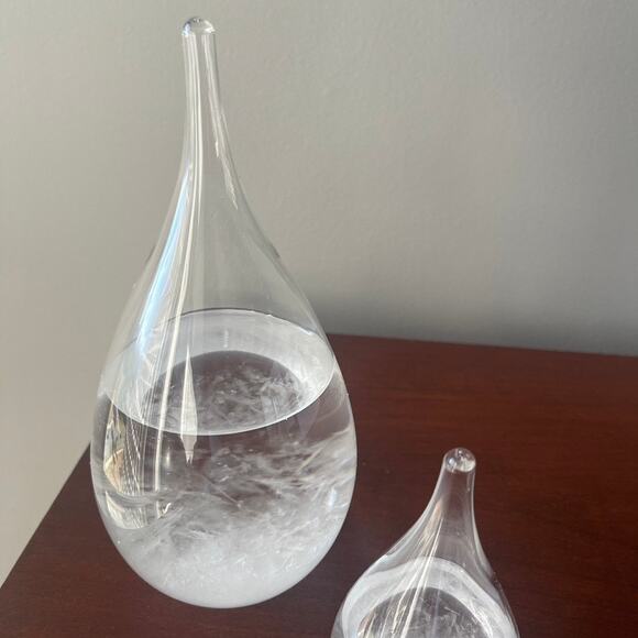Storm Glass Weather Station Weather Predictor Barometer Wood Base - Set Two (2) - Picture 9 of 10